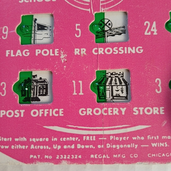 Vintage Mid Century Modern Auto Bingo Game Cards - Pink and Green Regal Games - Picture 4 of 6